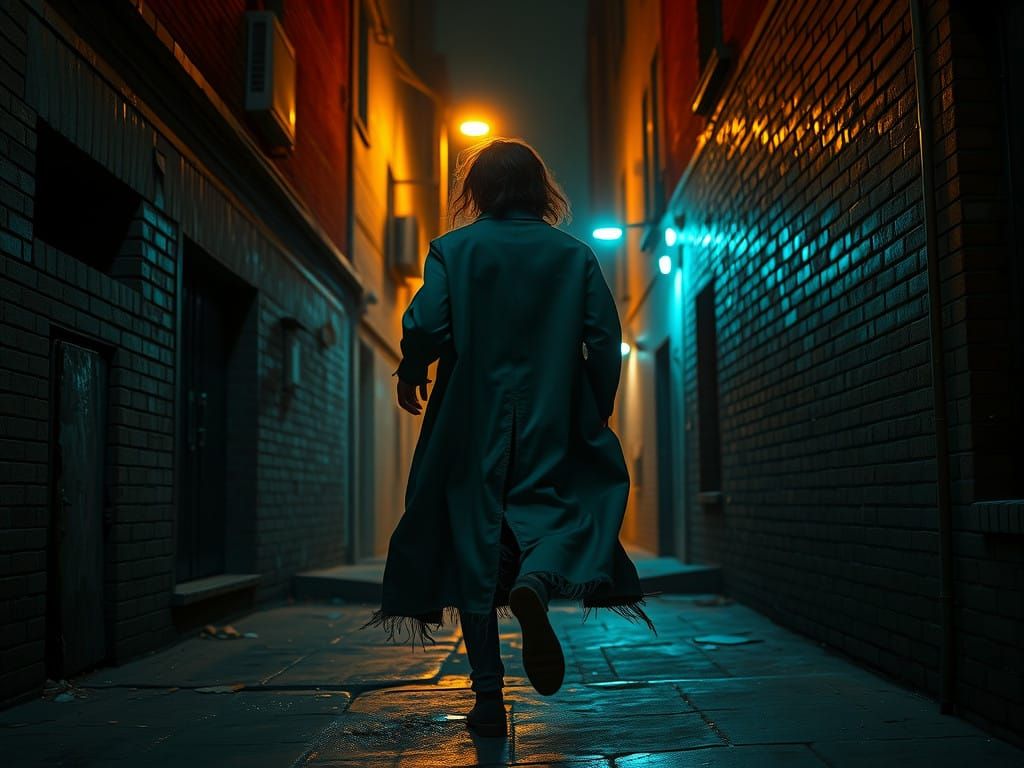 Gritty Net Art Figure Flees Urban Alleyway