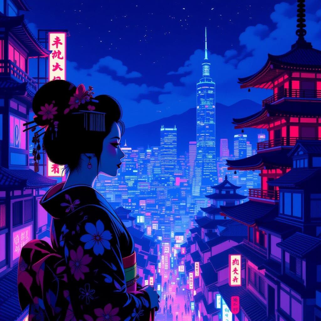 Surreal Cityscape: Indie Album Art in Post-Punk Style