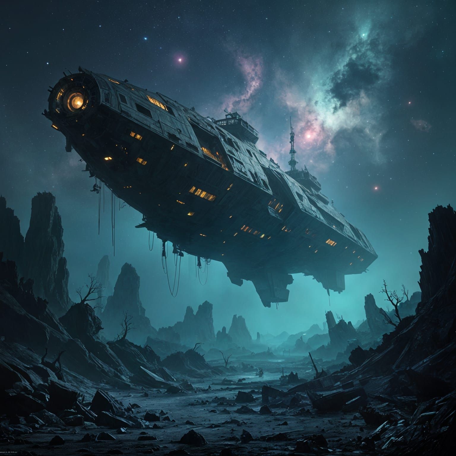 Derelict Spaceship Graveyard in Cosmic Void