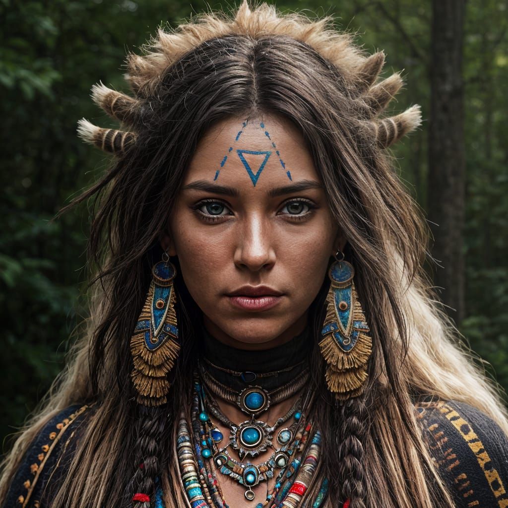 Hyperrealistic Shaman in Soft Indirect Light