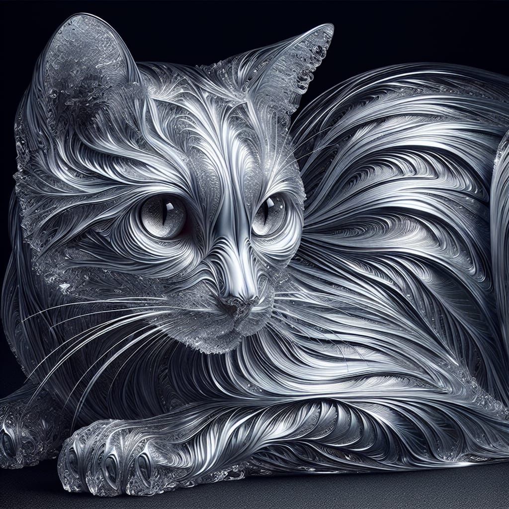 Majestic Metallic Cat with Ice Patterns