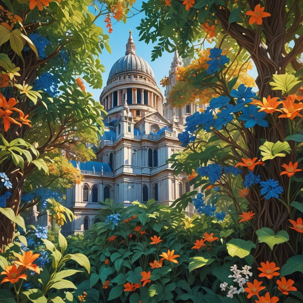 St Paul's Cathedral in David Hockney Style