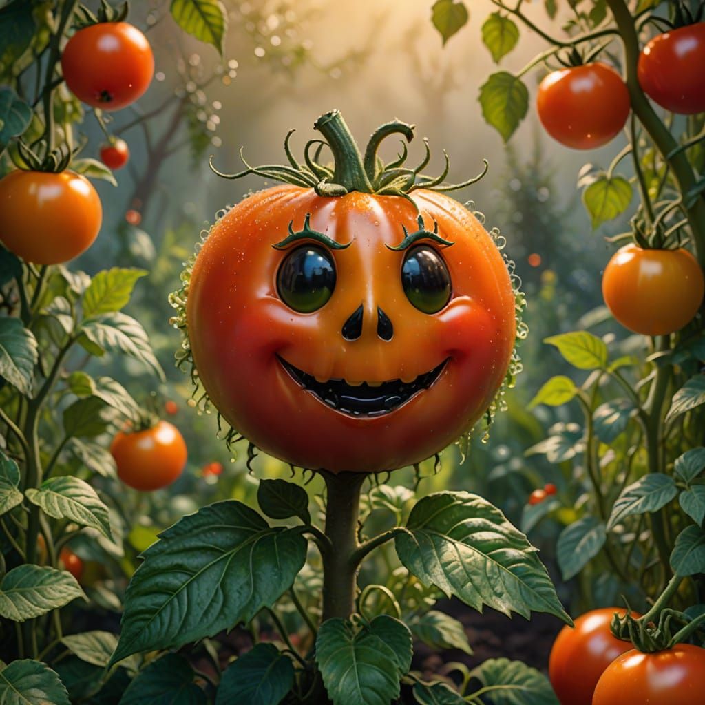 Whimsical Tomato Masterpiece in Enchanted Garden