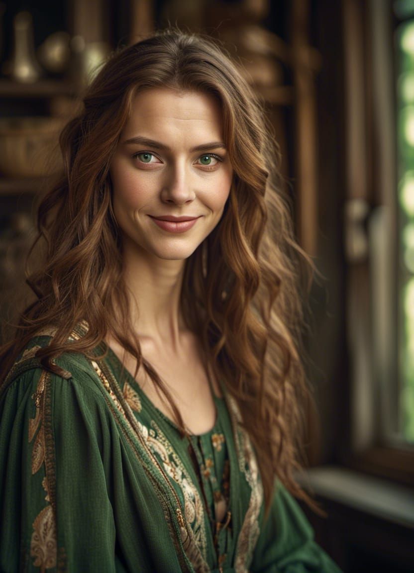 Photorealistic Portrait of German Woman in Art Studio