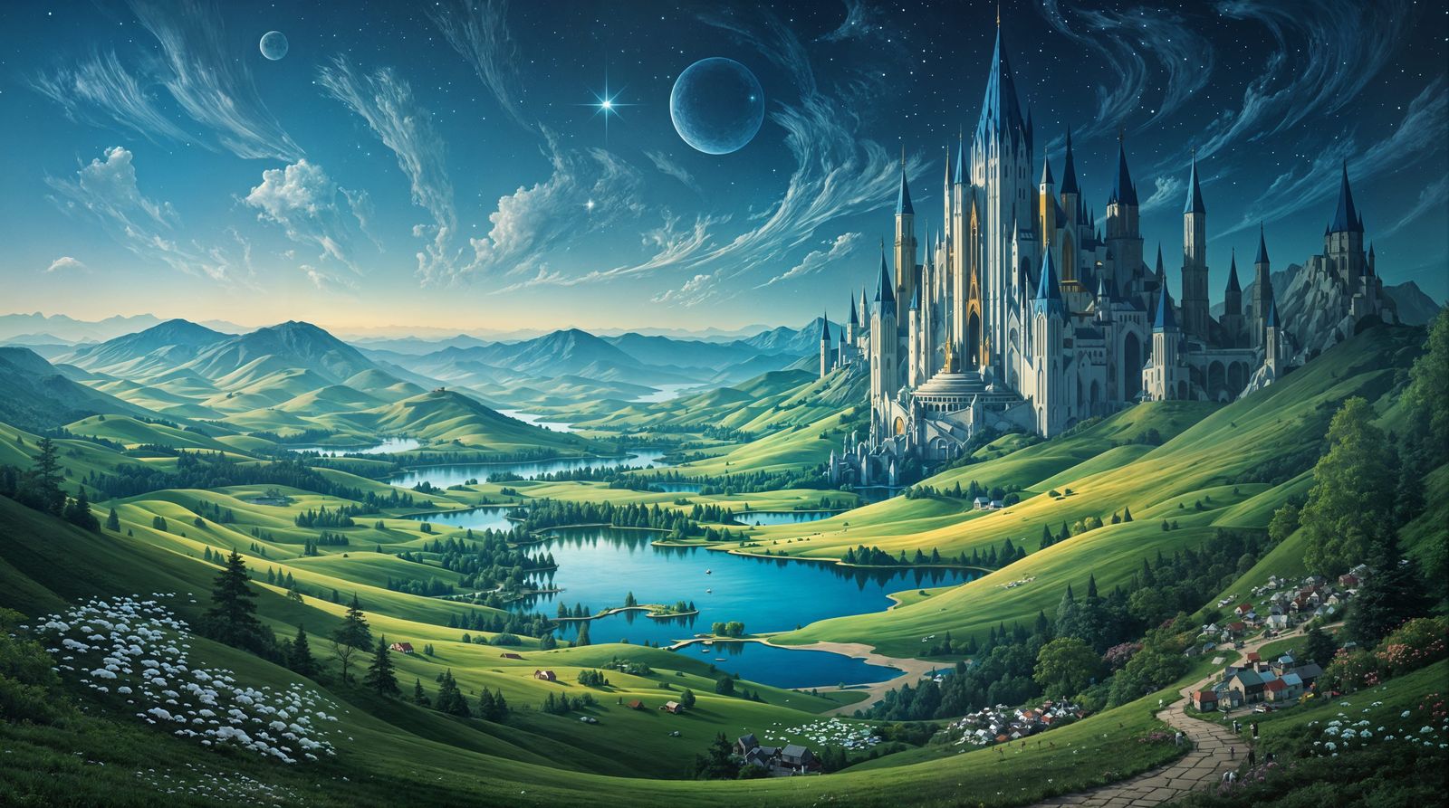 Surreal Valley Landscape in Dreamlike Proportions