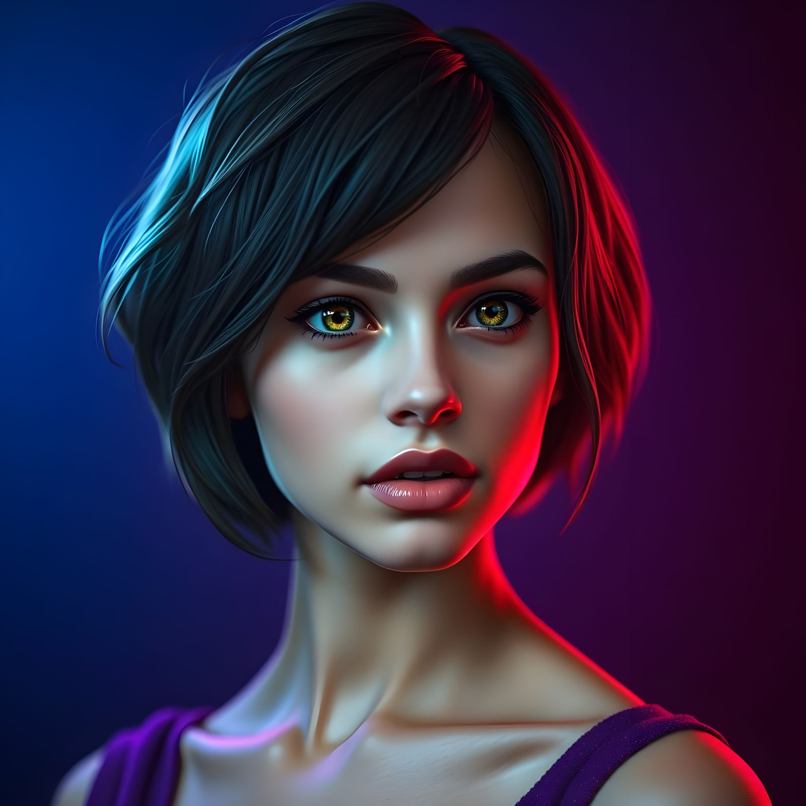 Cyberpunk Goddess with Celestial Gaze