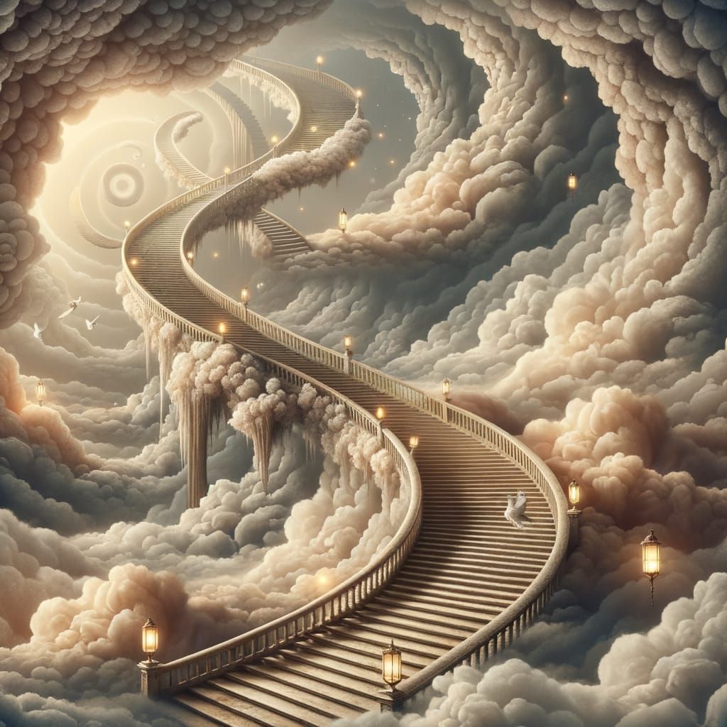Surreal Stairway to the Sky in a Dreamscape