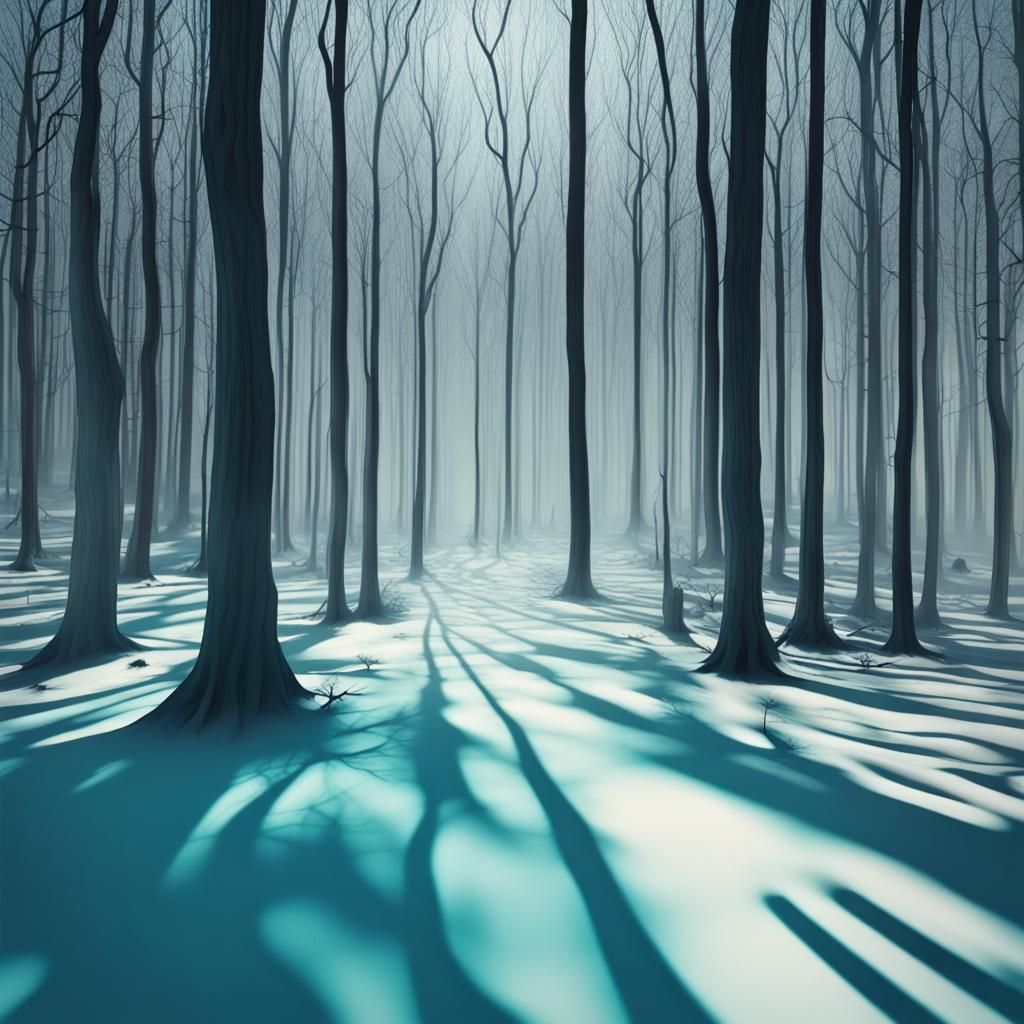 Creepy Winter Forest in 3D with Surreal Hologram Effect