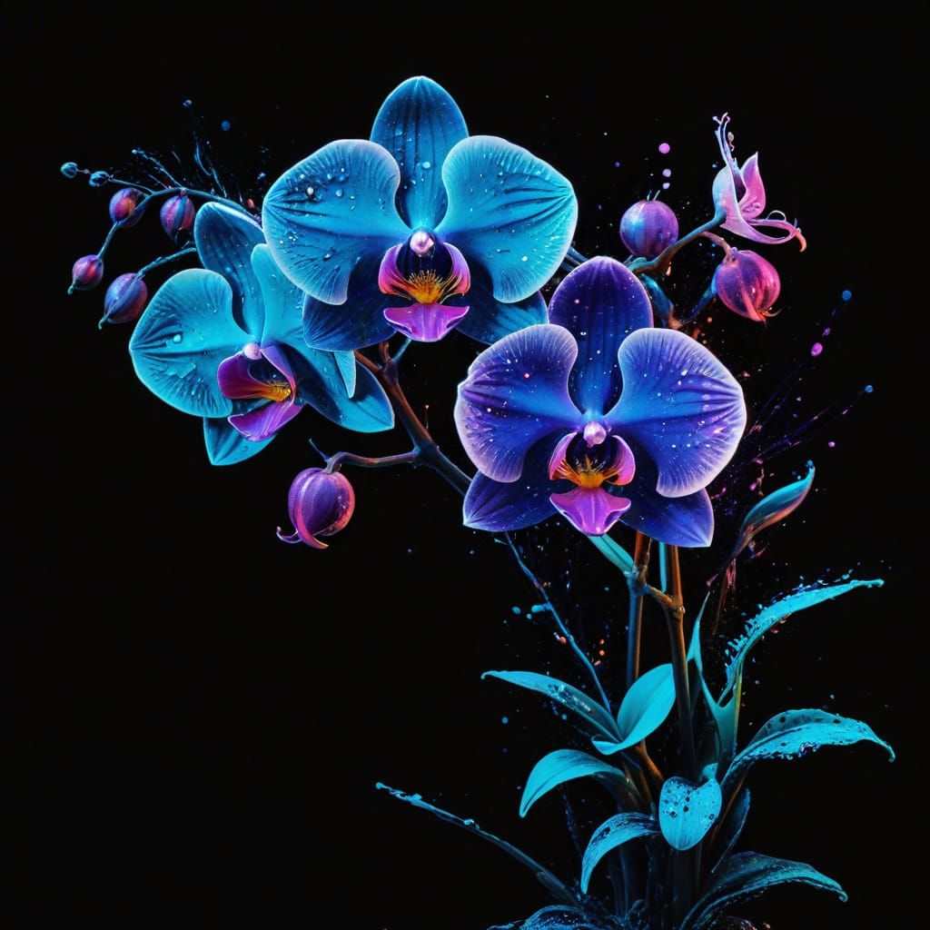 Ethereal Blooms in Neon Hues