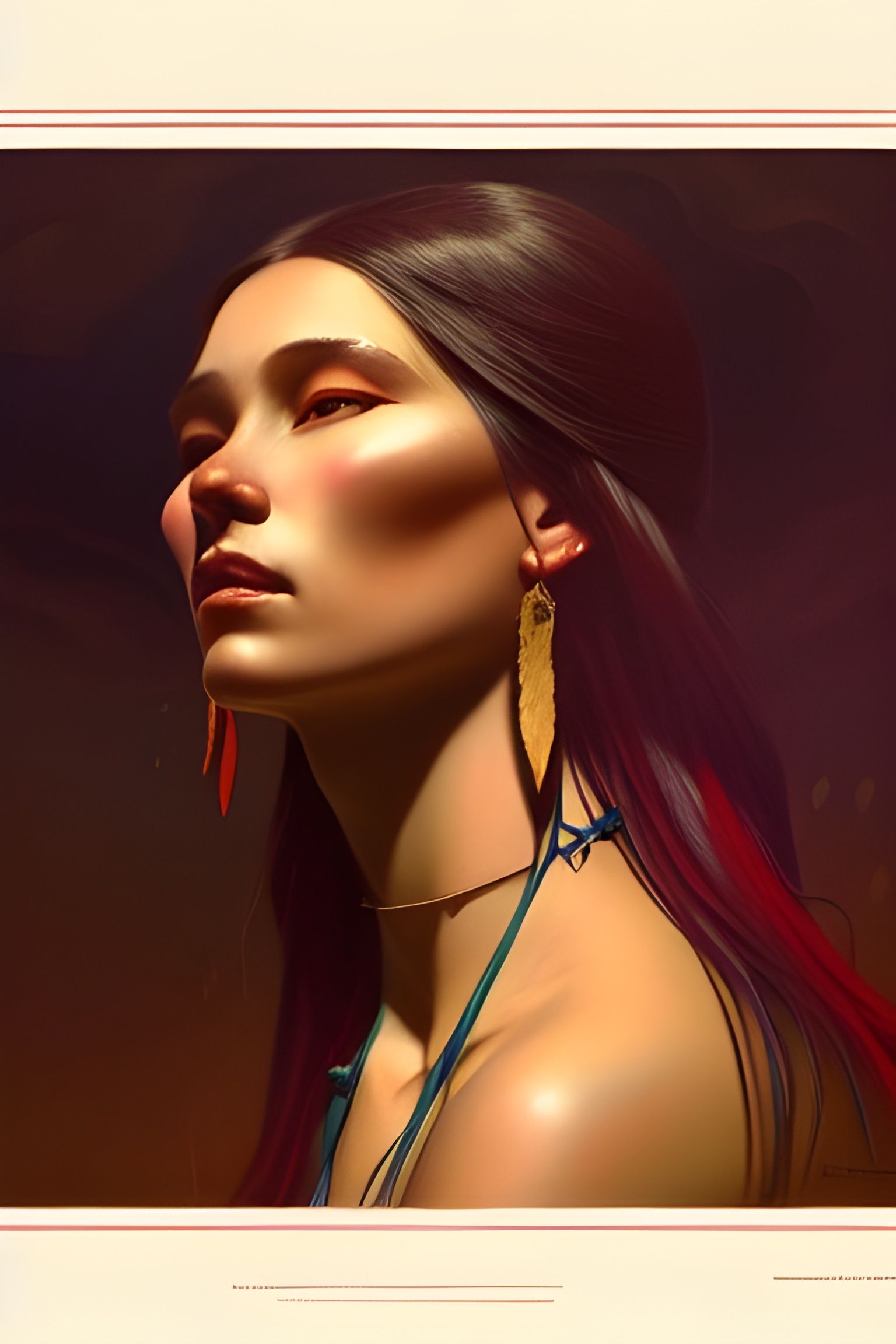 Tragic Pocahontas Portrait in Romantic Expressionist Style