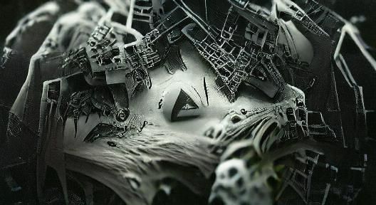 Abstract Geometric Organism in Black and White Ink