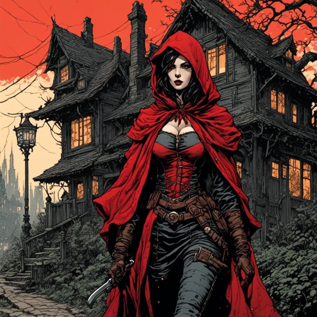 Cyberpunk Little Red Riding Hood's Journey