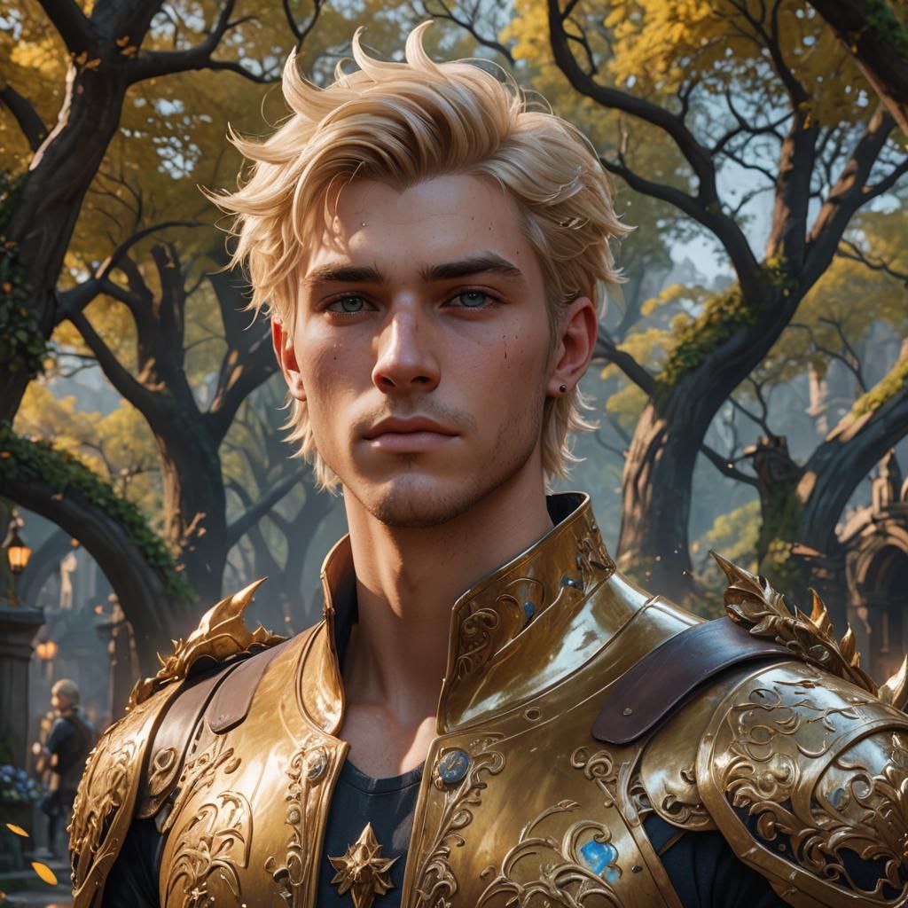 Blond Man Portrait in Detailed Digital Painting