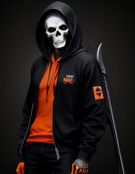 The grim reaper in a casual outfit