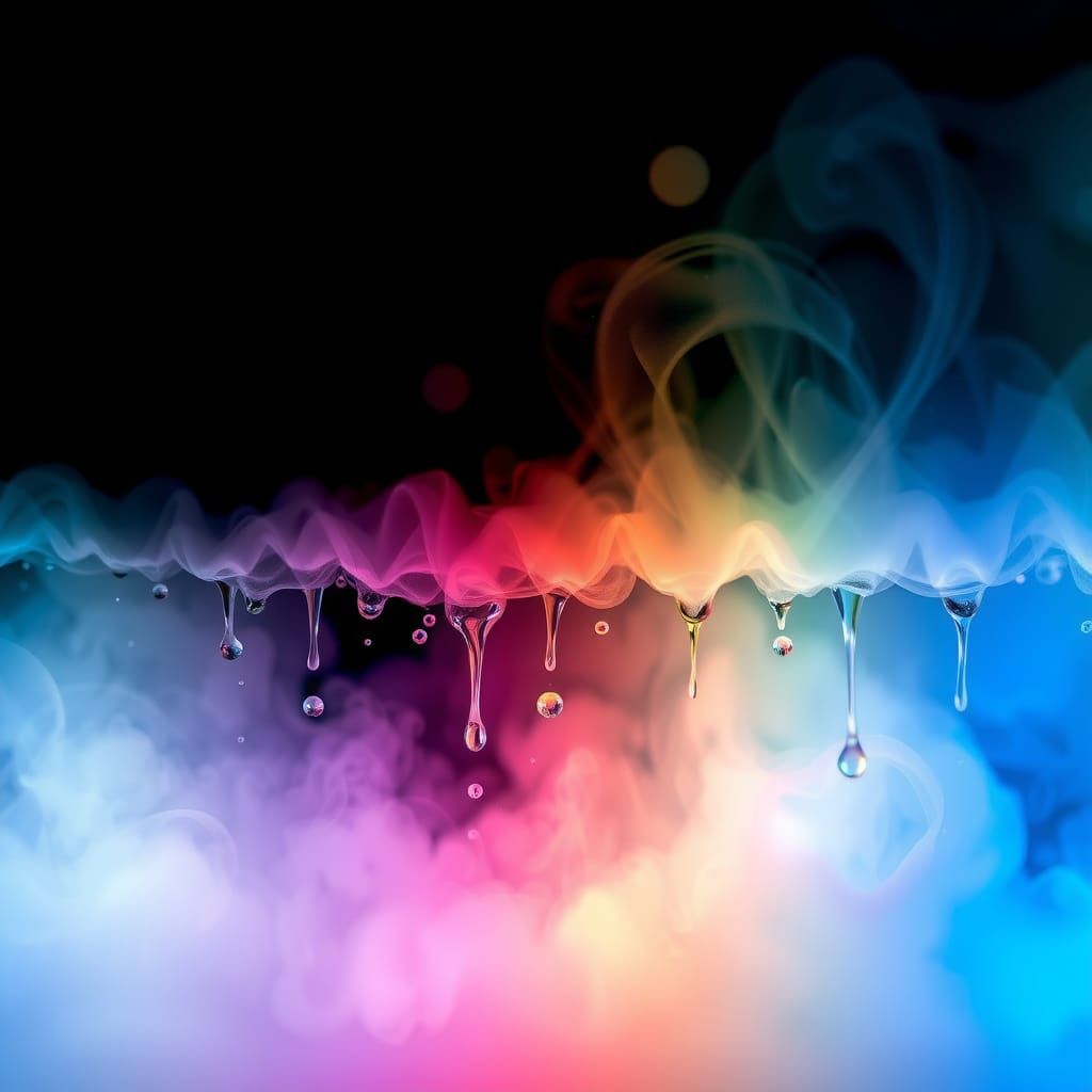 Ethereal Fogscape with Radiant Droplets in Graffiti Style