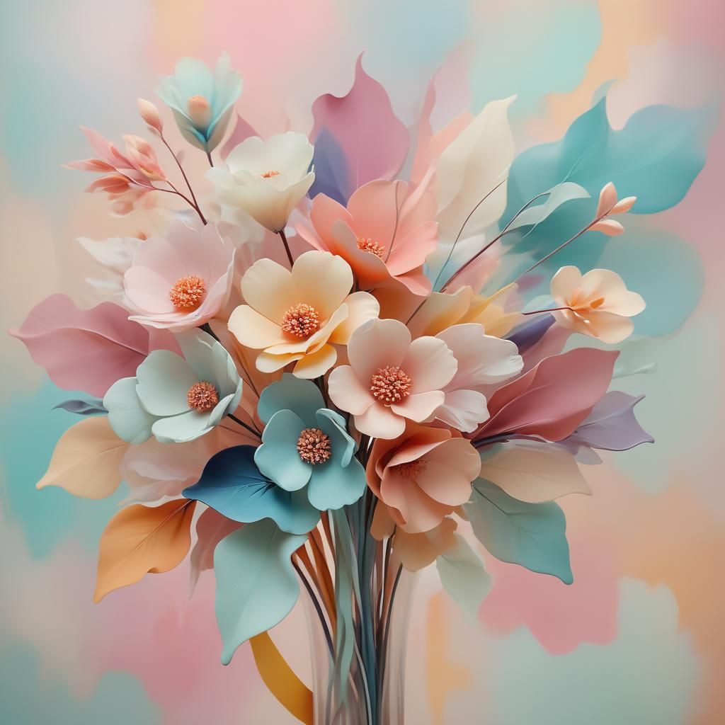 Dreamlike Abstract Flowers in Digital Art Style