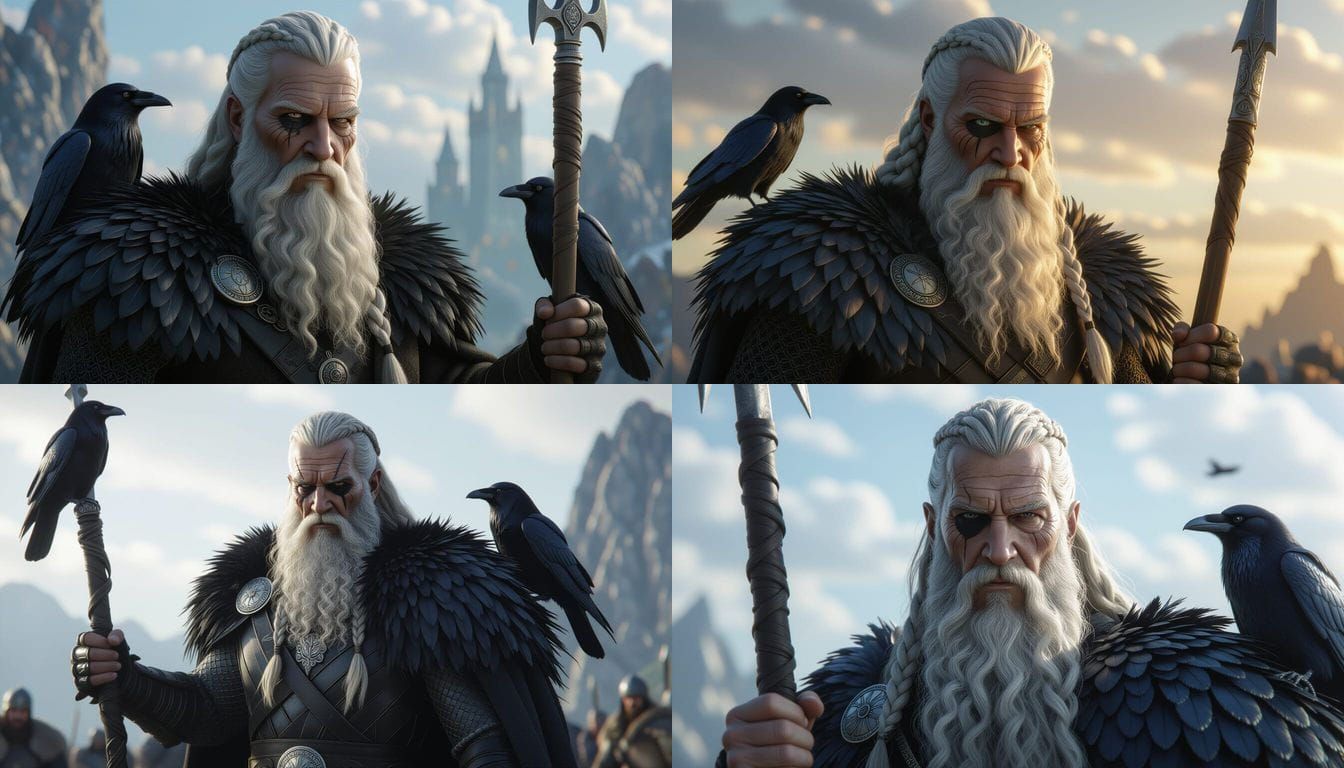 Asgard's Odin, Father of All, in Hyperrealistic Style