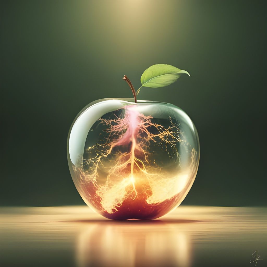 Enchanted Glass Apple in Sunlight, CGI Art