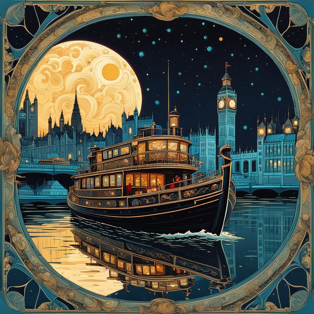 Boat in the thames in london at night!