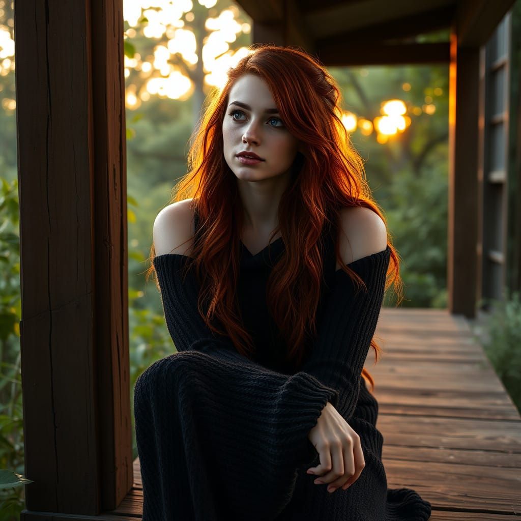 Serene Scarlet Witch, Goddess of Magic, in Whimsical Woodlan...