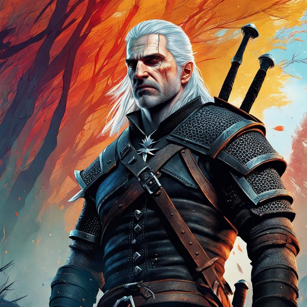 The Witcher: Hyperrealistic Splash Art Portrait