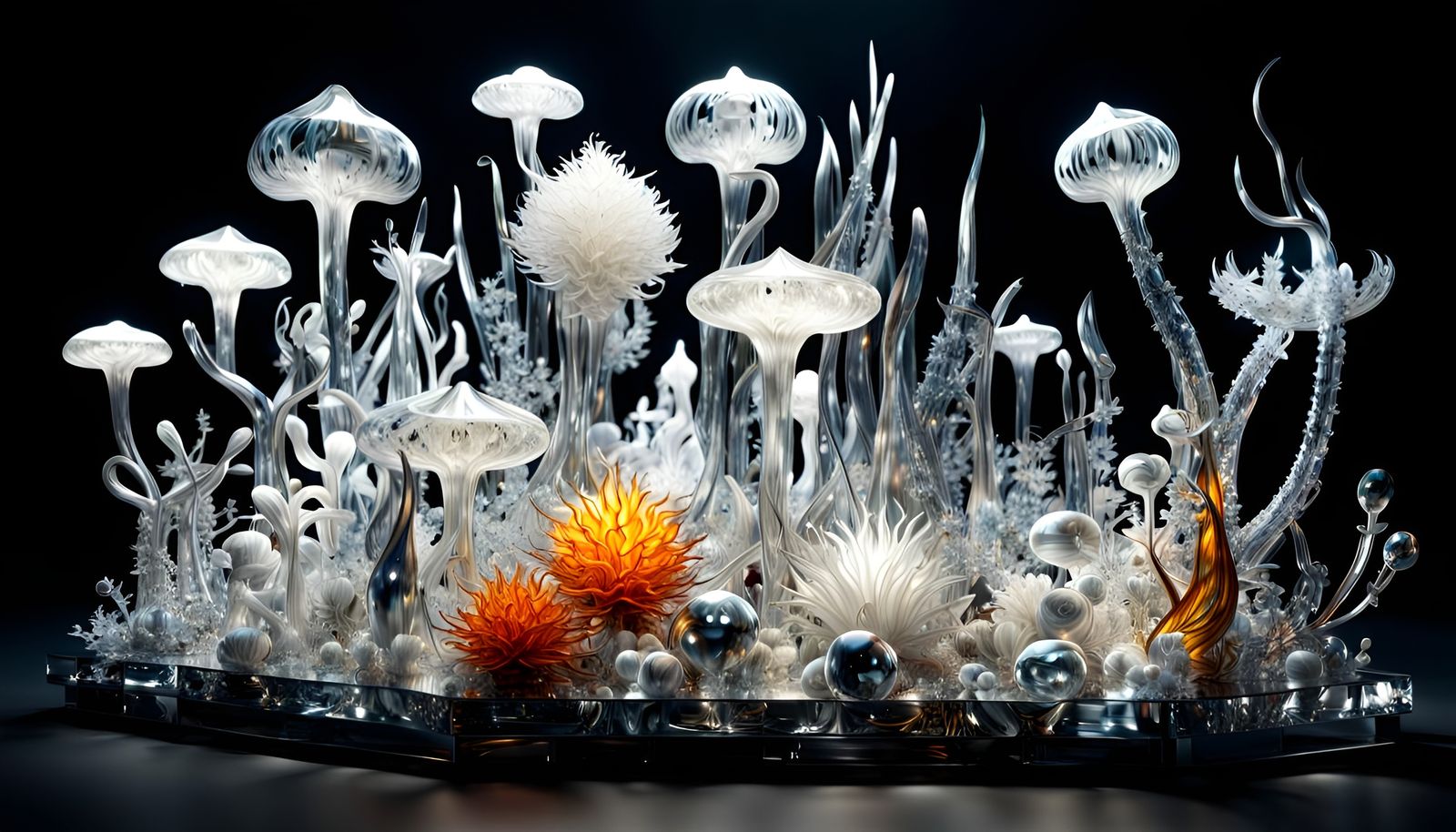 Crystal art, a garden on a tableau.