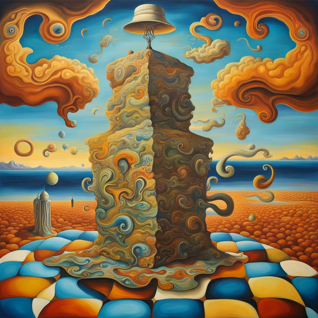 Surreal Paisley Plaid Transformation in a Dali Style