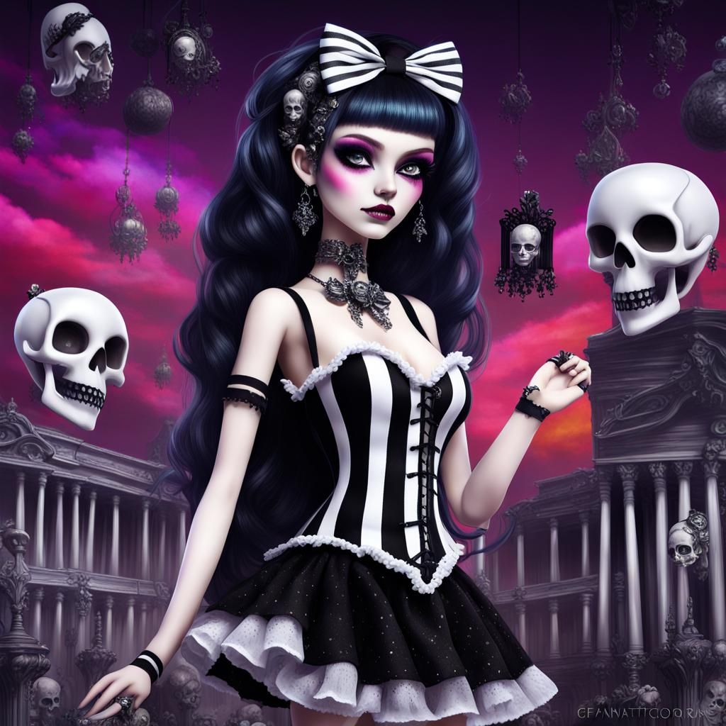 Gothic Rainbow High Doll Digital Art