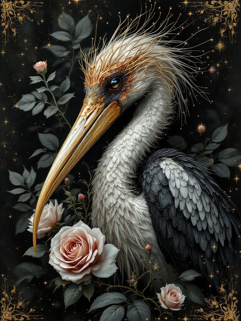 Surreal Ibis Goddess in Darkwave Post-Punk Style