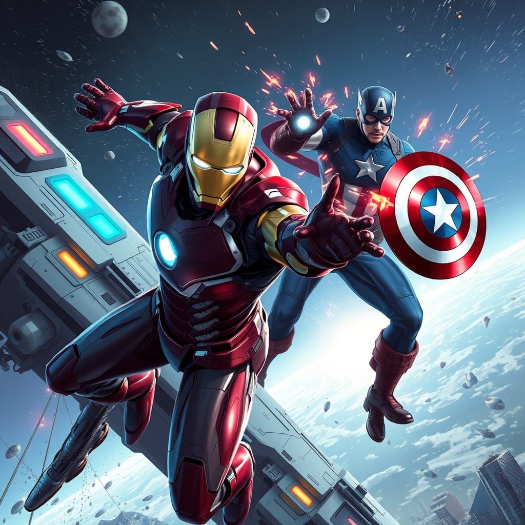 Iron Man vs Captain America: Spaceship Showdown