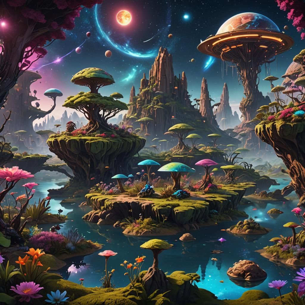 Exotic Glowing Creatures in Galactic Wildlife Reserve