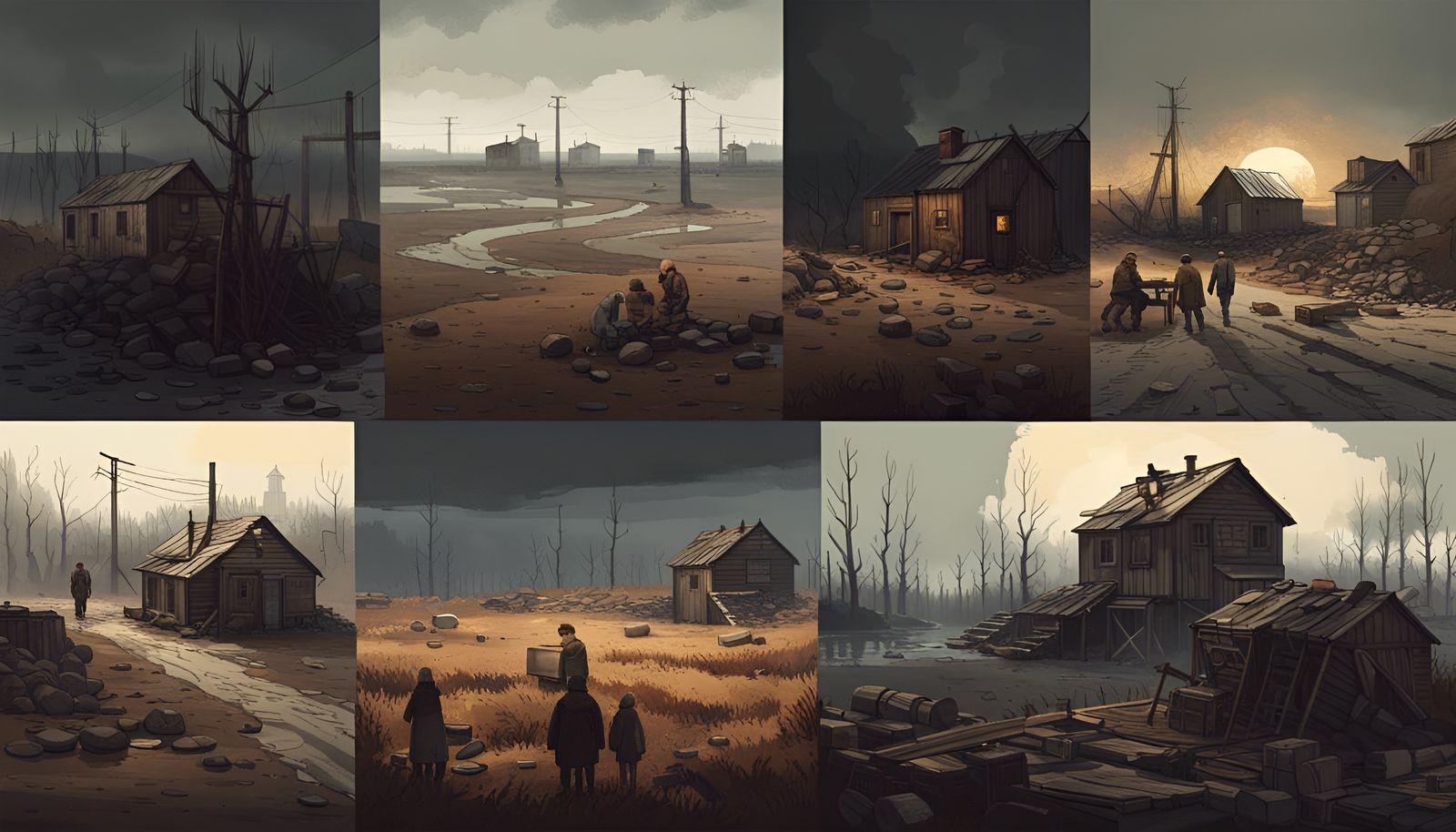 Dystopian Russian Peasant Life in Detailed Style