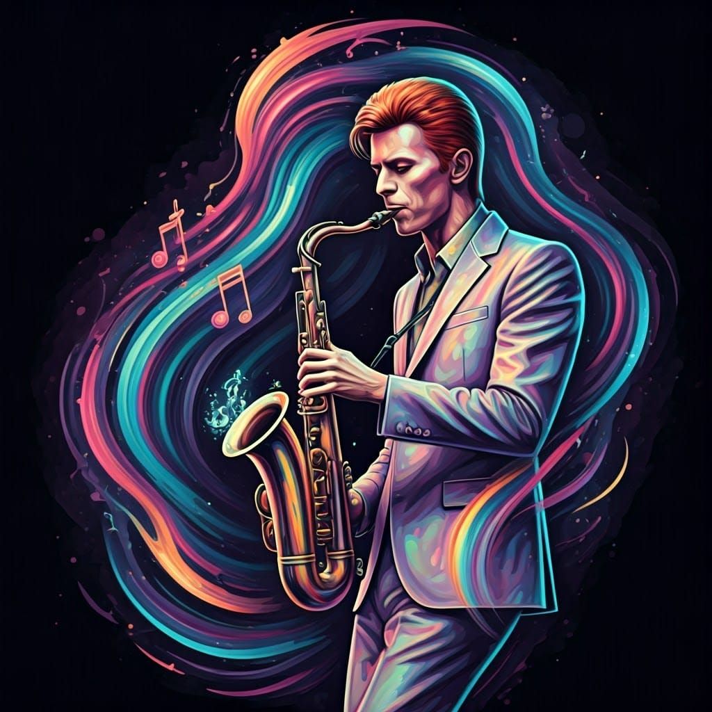 David Bowie Plays Rainbow Saxophone in Spectral Aura