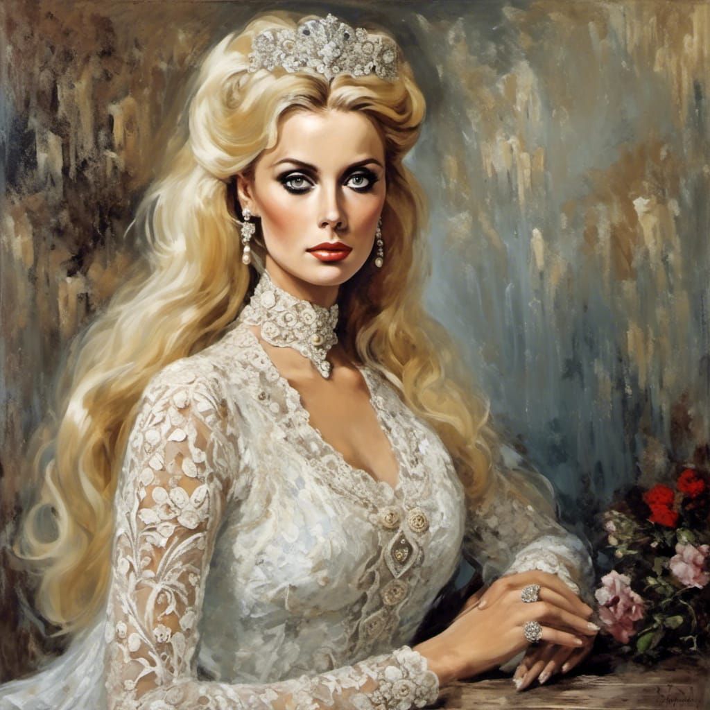 Elegant Blonde in Lace Dress Portrait