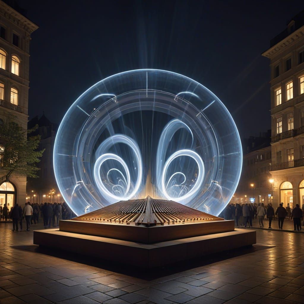 Moonlit City Square Concert of a Floating Instrument