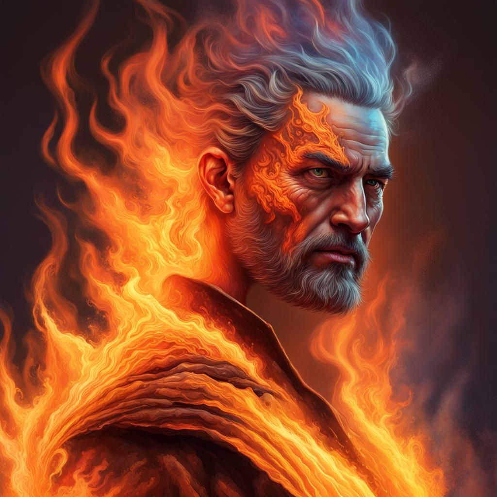 Hyperrealistic Fire Lord Engulfed in Flames