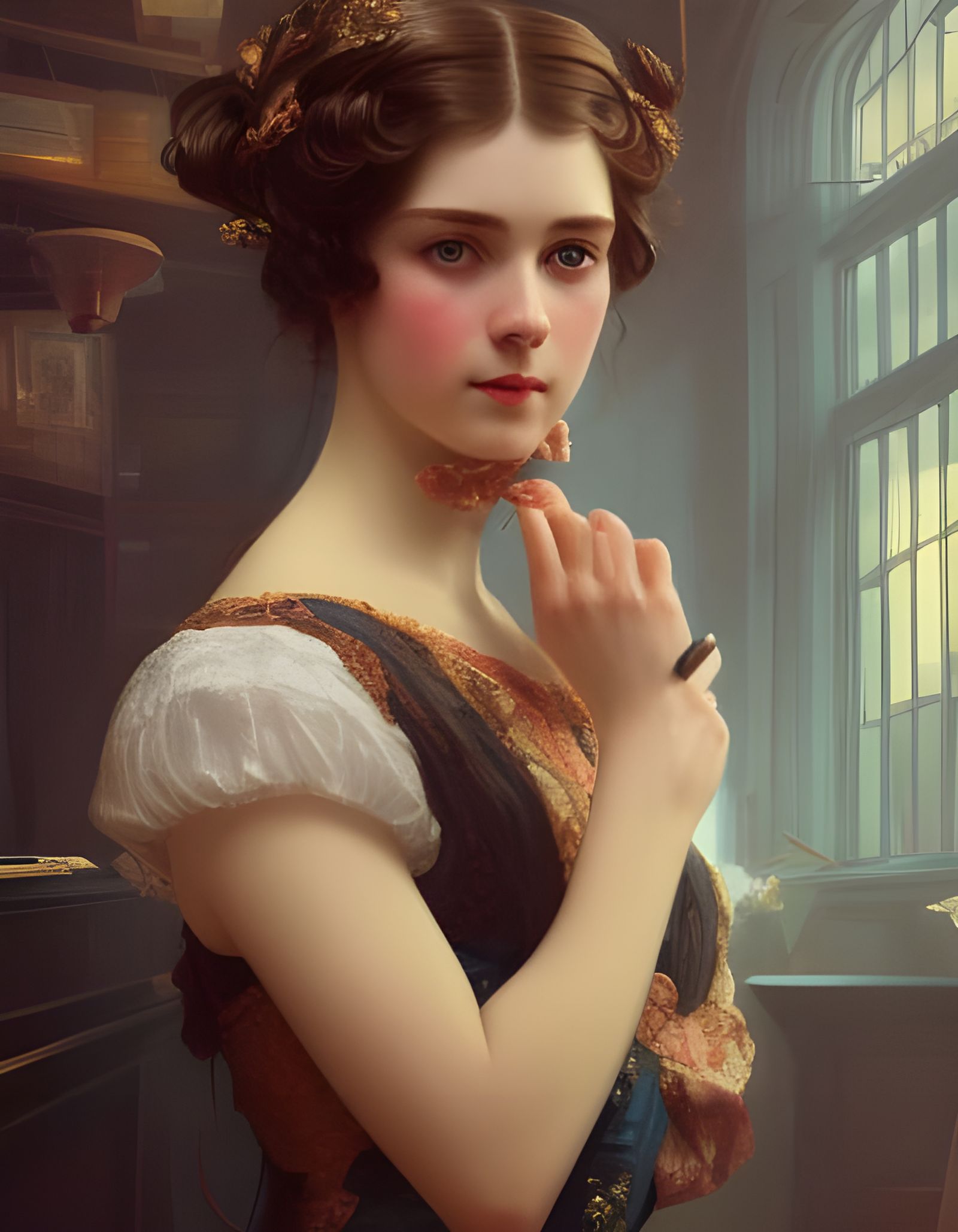 Victorian Lady Portrait in Art Nouveau Style