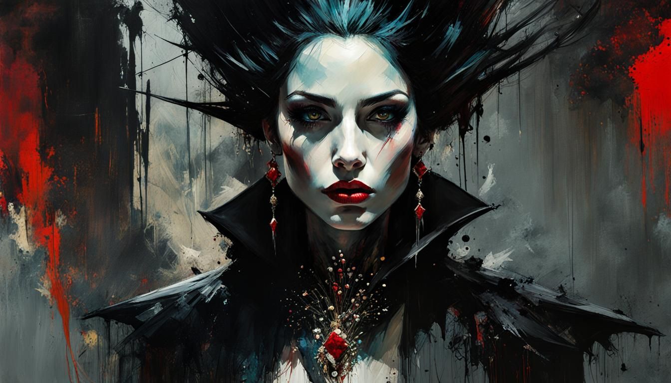 Dark Vampire Queen Portrait in Oil