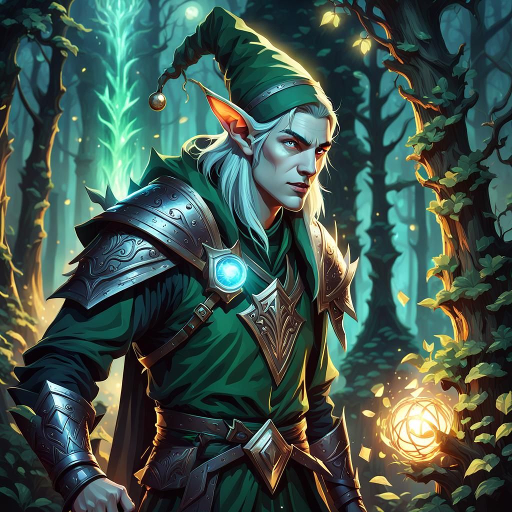Detailed Elf Illustration in League of Legends Style