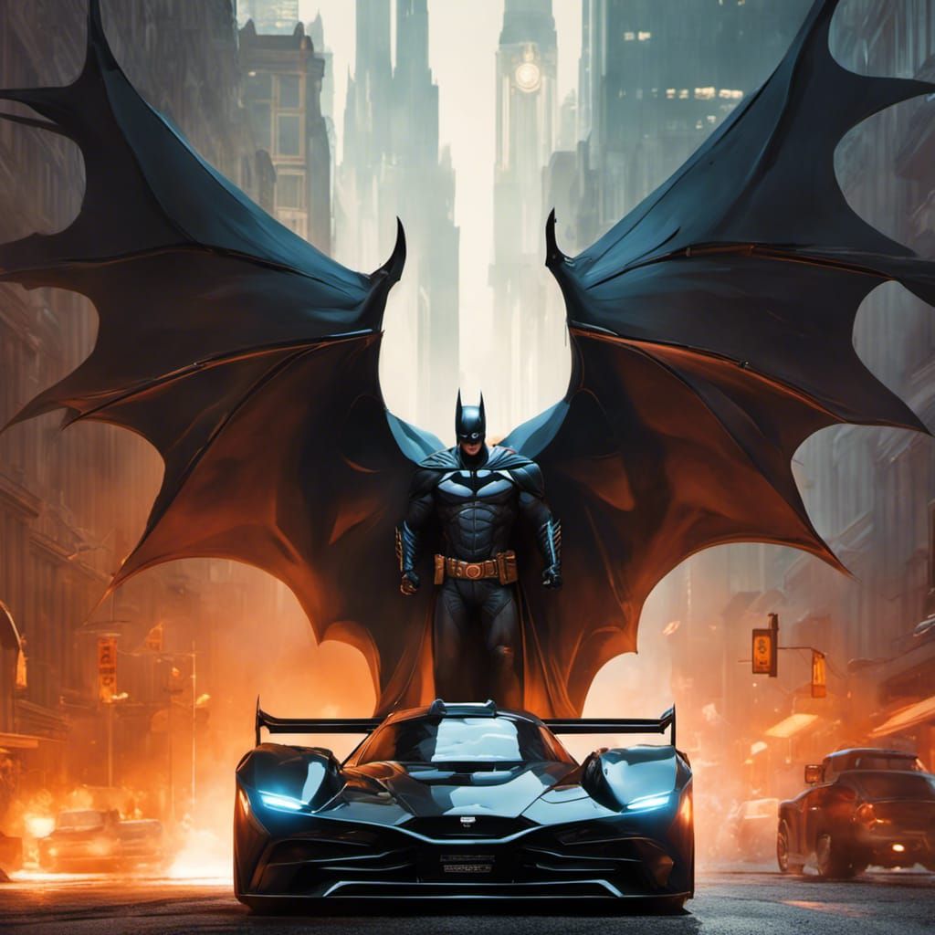 The Batmobile and the Dark Knight