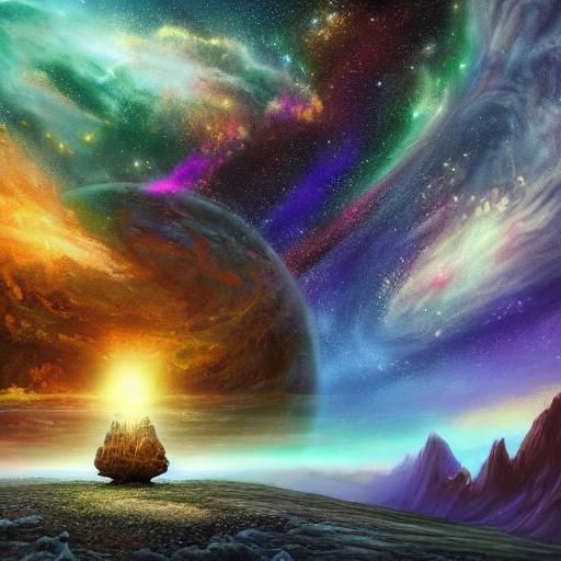 Elven Royals in Cosmic Fantasy Landscape