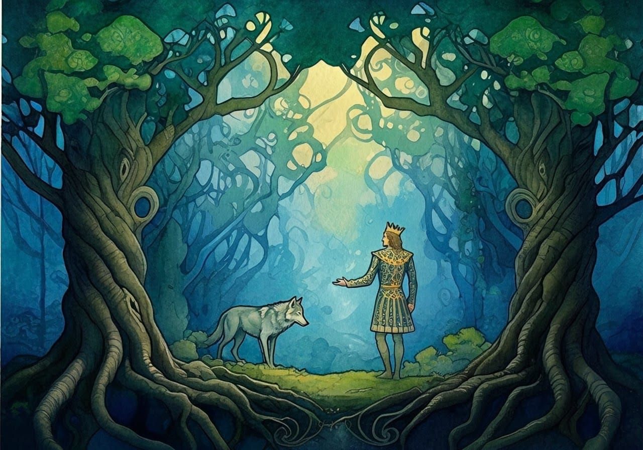 The Meeting of the Prince and the Wolf