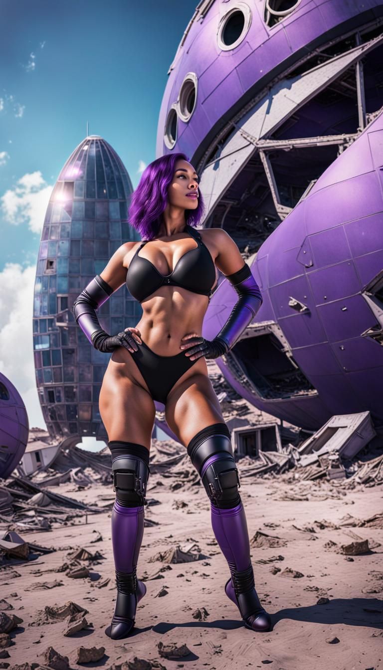 Astronaut Twerking on Spaceship in Abandoned City