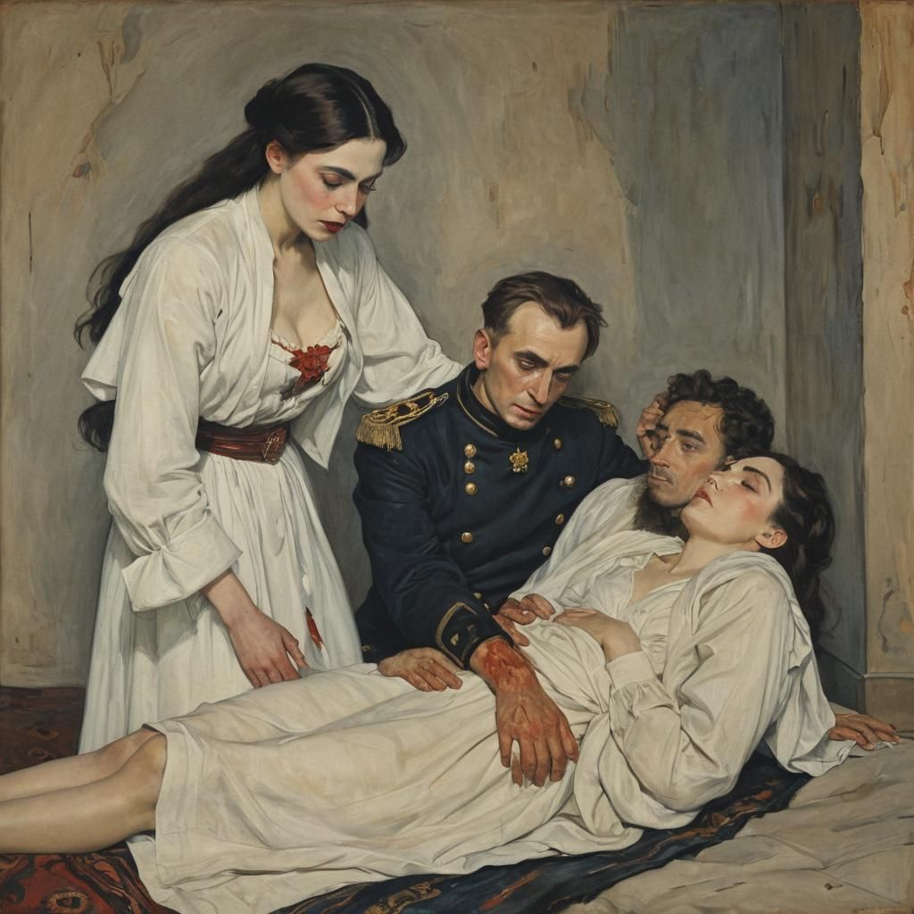 Commander Comforts a Vampire, Russian Portraiture Style