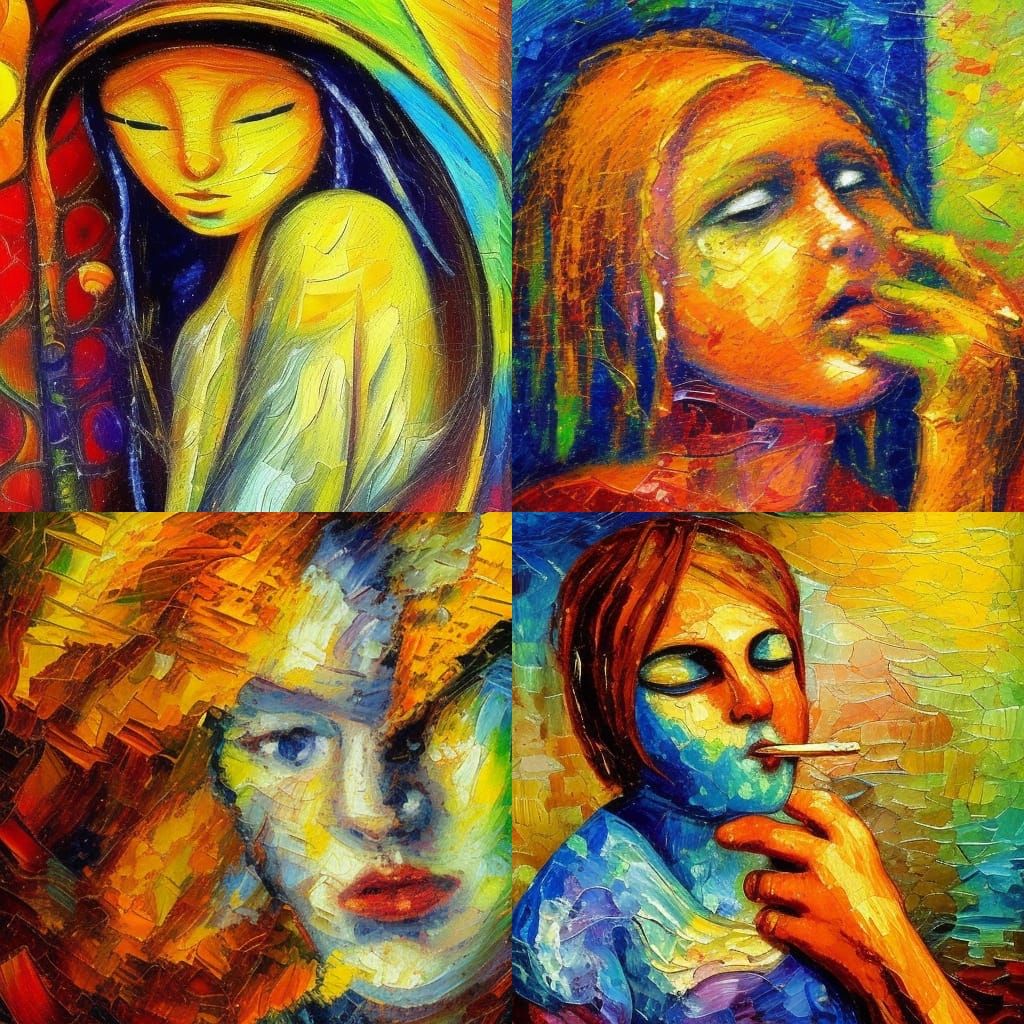 Luminescent Soul's Grief: An Expressionist Oil Painting