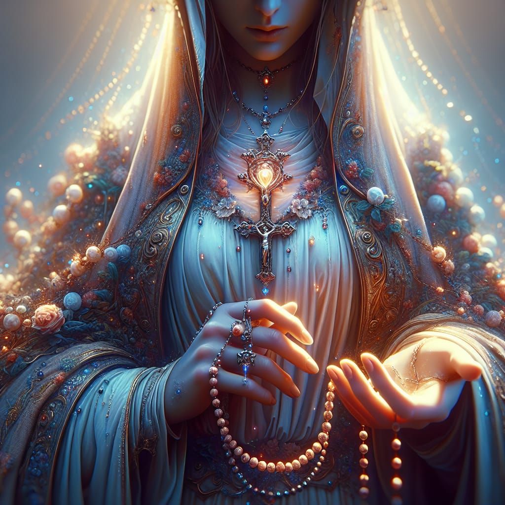Enchanting Holy Mary Fantasy Art in Unreal Engine Style