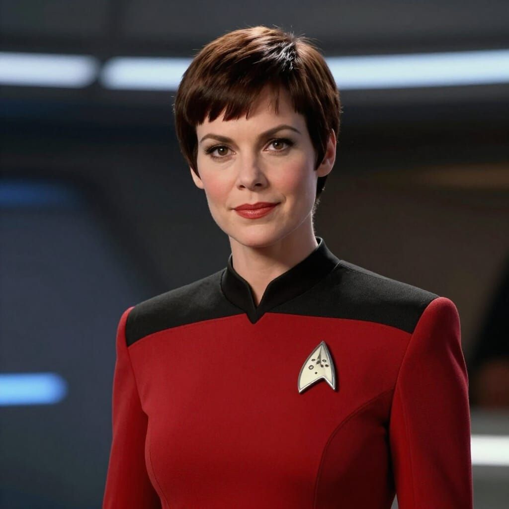 Starfleet Captain in Red Uniform