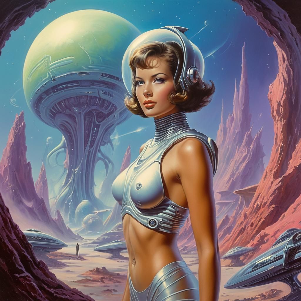Sublime Woman in Retro-Futuristic Sci-Fi Style