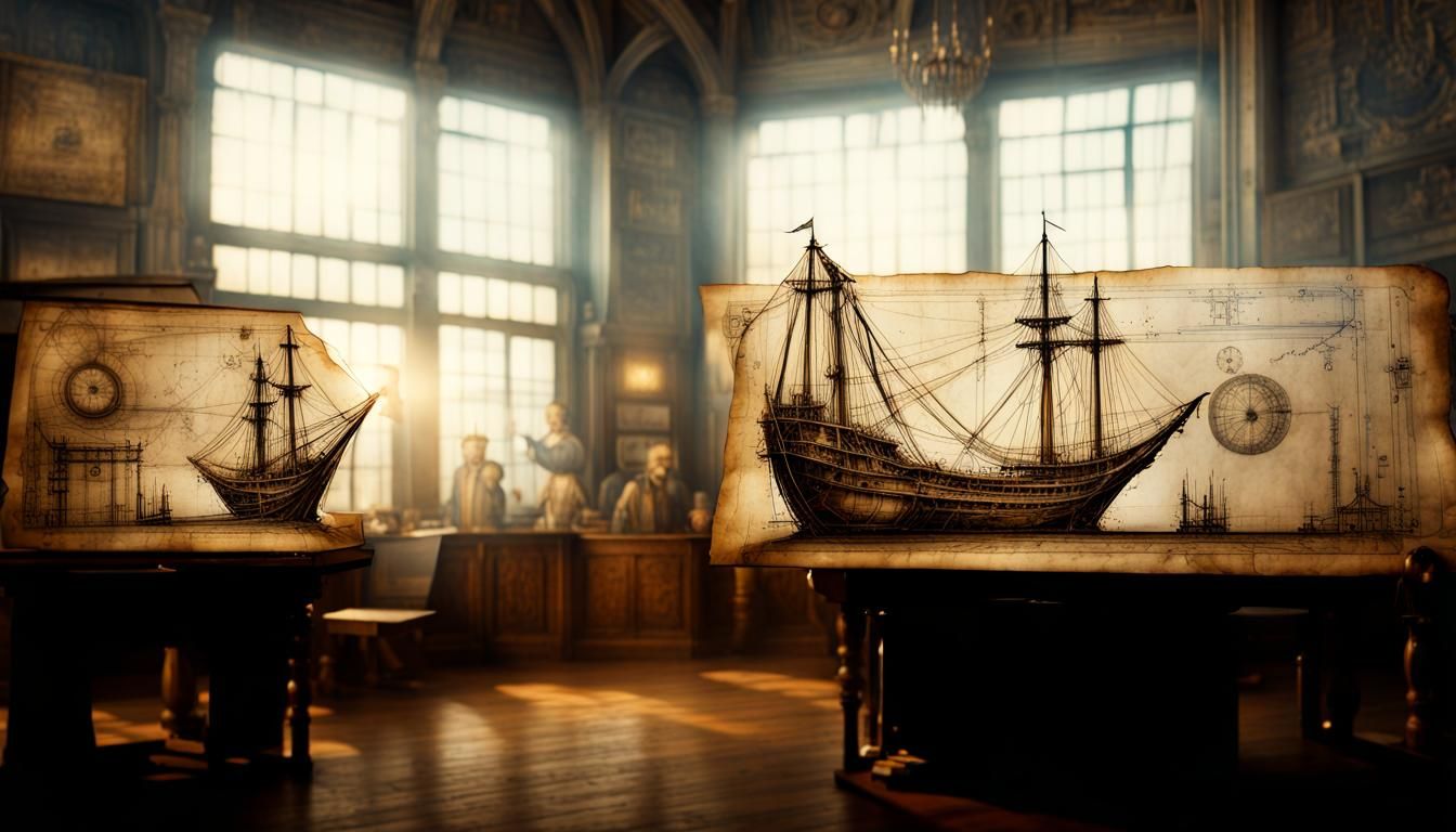 Da Vinci-Inspired Blueprint of Mechanical Device