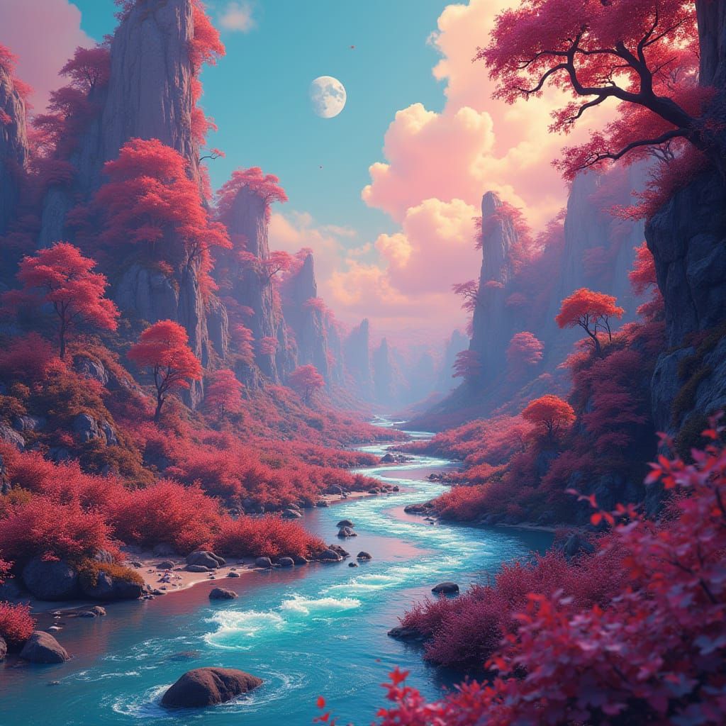 Dreamlike Looping GIF in Surreal Futuristic Style